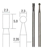 Фрезы твёрдосплавные, цилиндр и сфера, 2,3 мм