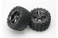 Tires & wheels, assembled, glued (Gemini black chrome wheels, Talon tires, foam inserts) (2)