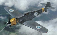 07329 Самолет MESSERSCHMITT Bf109G-2 "FINNISH AIR FORCE"  (HASEGAWA)  1/48