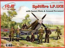 48802 Самолет Спитфайр LF.IXE с советскими пилотами и техниками ВВС, масштаб 1:48