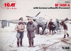 48804 Самолет Bf 109F-4 c пилотами и техниками (ICM) 1/48
