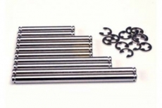Комплект осей рычагов (металл/хром) с Е-образными стопорными кольцами 10шт для Traxxas 1:10