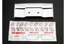 Антикрыло (пластик) белого цвета с наклейками для автомоделей Traxxas Revo