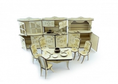 Деревянный конструктор Lemmo Набор мебели «кухня», 128 деталей