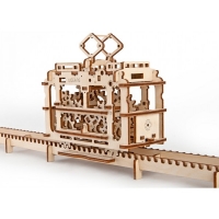 Самоходная деревянная механическая модель UGEARS "Трамвай с рельсами"