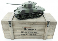 Torro Sherman M4A3 76mm, 1/16 2.4G, ИК-пушка, деревянная коробка