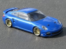 Неокрашенный кузов Porsche 911 Turbo (997) 200мм с отражателями для шоссеек 1:10